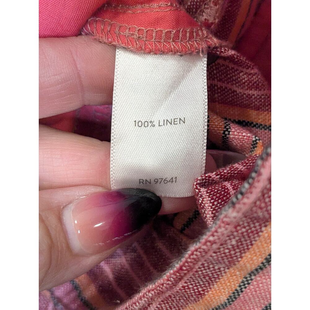 J. Jill Love Linen 100% Linen Pink Orange Striped Baggy Shorts Womens Size 12 - Picture 6 of 7